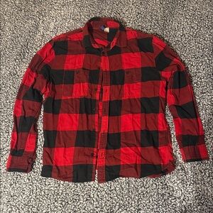 Old Navy Red and Black Checkered Men's Shirt